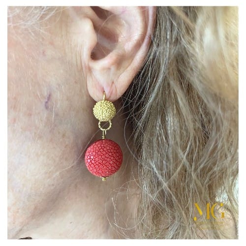Orecchini bottone rosso - immagine 3