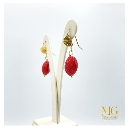 Orecchini bottone rosso - immagine 2