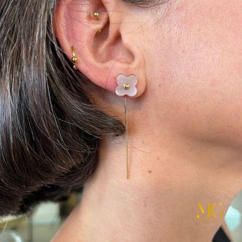 Orecchini Fiorellino madreperla rosa antico - immagine 2