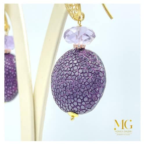 Orecchini melanzana lavanda - immagine 3