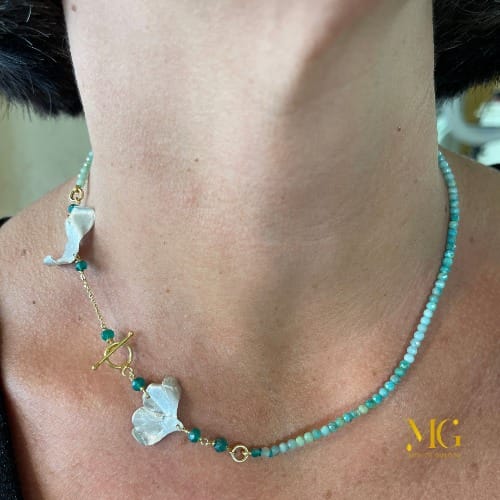 Collana corta crisoprasio, agata verde - immagine 3