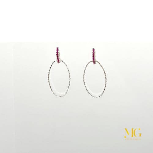 Orecchini pendenti argento con agata fucsia - immagine 3