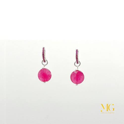 Orecchini pendenti argento con agata fucsia - immagine 4