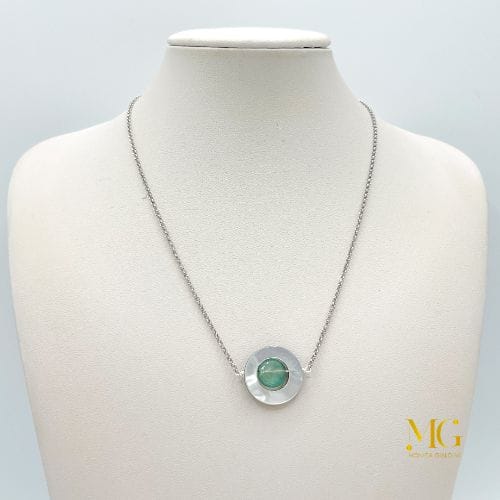 collana argento, madreperla, agata verde gioielli fatti a mano Monica Gialdini gioielli Lugano