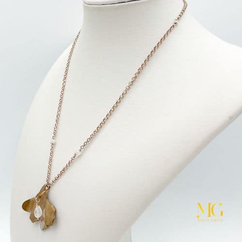 Collana corta argento e pietra bianca - immagine 3
