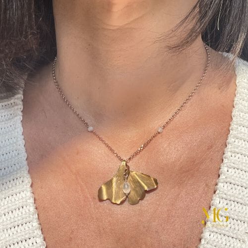 Collana corta argento e pietra bianca - immagine 2