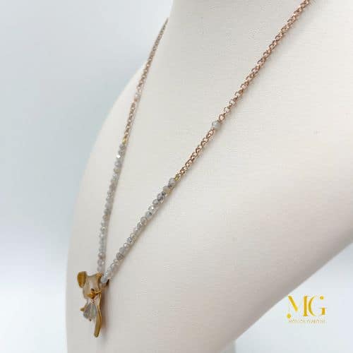 Collana corta argento e pietre grigie - immagine 2
